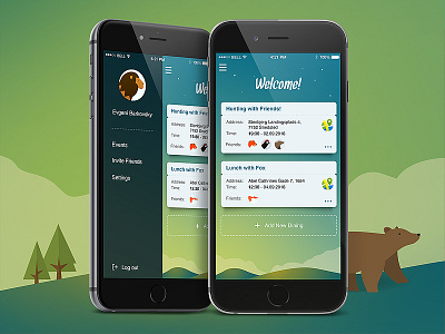 Friends - iOS App app bear cartoon design graphic group ios iphone menu mobile social wood
