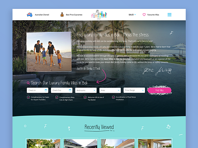 Bali Family Villas Website Design bali design draw family handwriting font pen pencil travel traveling ui ux vacation villas web website