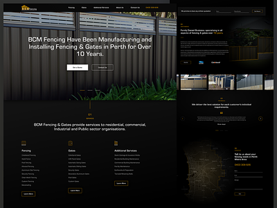 BCM - Website Design black business company design fencing gate home homepage landing map page style ui ux web