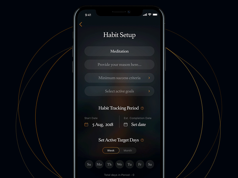 Habits - Mobile App Design animation app black design flinto habit tracker mobile outline stylish todo ui ux