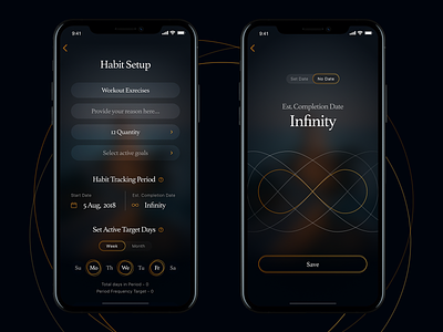 Habits - Mobile App Design app black datepicker design goal habits ios mobile outline set stylish tracker ui ux