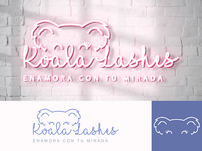 Koala Lashes | Logo Design, Neon sign mockup branding graphic design logo