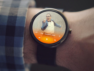 Music player on smart watch. android app audio gear music oranges psy smart watch ui wearui