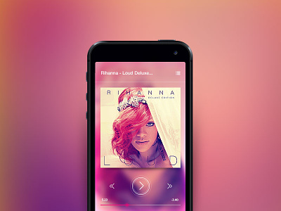 Clean Music player - Concept apple audio clean concept ios media mp3 music nice pink rihanna simple