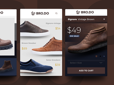 Brodo - Shoes App Concept android app boots concept elegant interface ios iphone simple ui ux vintage