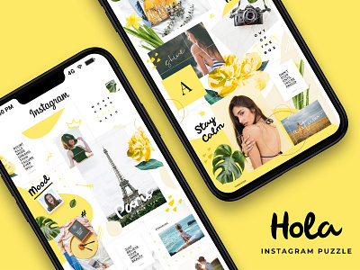 Hola - instagram puzzle banner banner ads hola inspiration instagram puzzle ios marketing psd psd download ux yellow