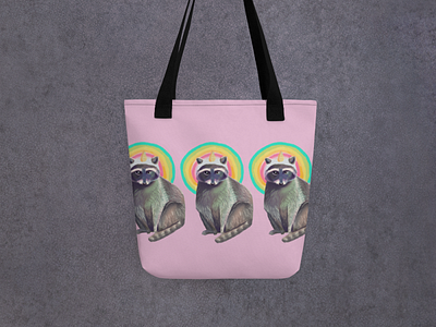 Raccoonicorn Tote Bag colorful design product design raccoon rainbow surface design unicorn