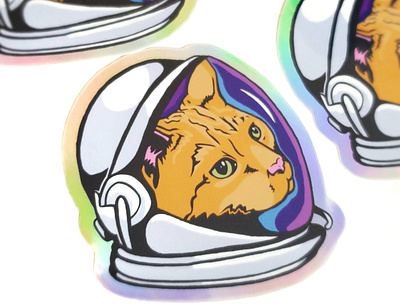 Space Cat Sticker animal design cat colorful illustration product design science space cat sticker surface design