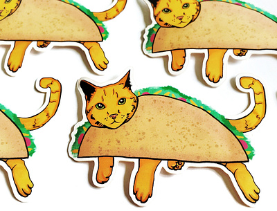 Taco Cat Sticker animal illustration cat illustration product design sticker design stickers surface design taco taco cat