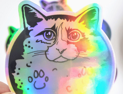 Moon Cat Sticker animal illustration cat colorful design illustration product design surface design