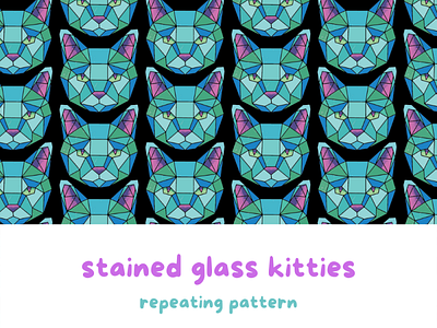 Stained Glass Kitties repeating pattern abstract cats animal illustration animal lover cat colorful geometric pattern pattern design product design surface design surface pattern textile design