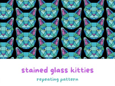 Stained Glass Kitties repeating pattern