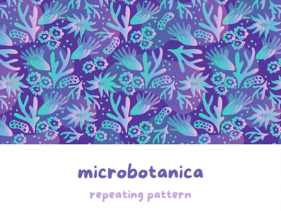 Microbotanica repeating pattern botanical colorful illustration product design spoonflower surface design textile design