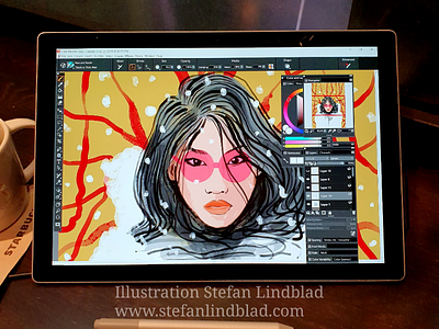 Close up illustration woman glasses illustration drawing digital