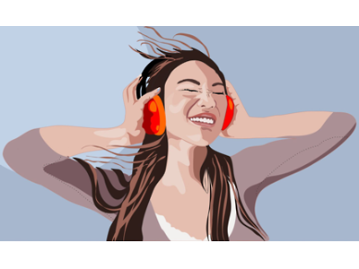 Asiangirl Headphones Vectorillustration Stefan Lindblad 2016