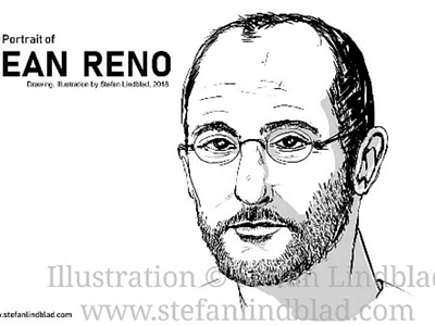 Drawing portrait of Jean Reno, French actor
