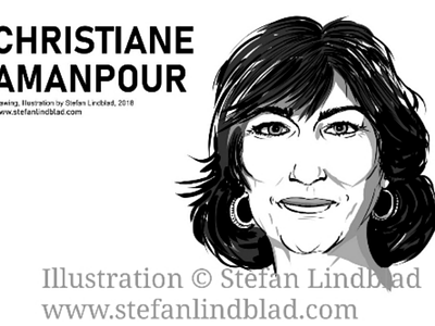 Drawing portrait of Christiane Amanpour on CNN christiane amanpour corel painter digital art drawing illustration illustrator portrait stefan lindblad
