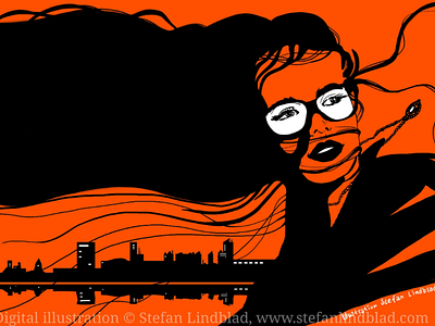 Illustration for Featuring page with my quote city corel photo-paint coreldraw digital illustration drawing eyeglasses skyline stefan lindblad woman