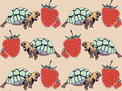 Turtles & Strawberries art design fashion design graphic design illustration illustrator pattern print strawberry turtles