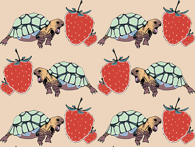 Turtles & Strawberries art design fashion design graphic design illustration illustrator pattern print strawberry turtles