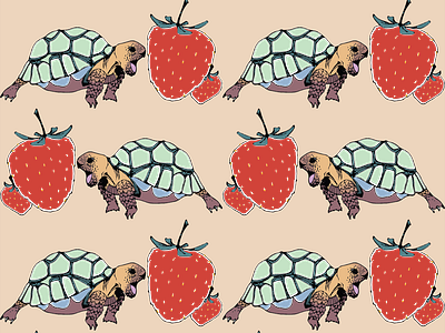 Turtles & Strawberries art design fashion design graphic design illustration illustrator pattern print strawberry turtles
