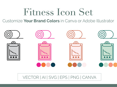 Customizable Fitness Icons canva design graphic design icons svg vector