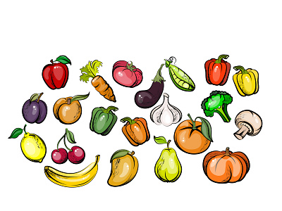 vegetables and fruits design graphic design icon illustration logo vector