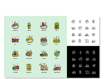 Healthy food flat icons set