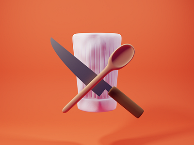 Chef 3d art blender cook cooking illustration knife orange