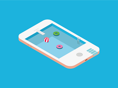 Ready for summer ball blue fun iphone isometric phone pool summer