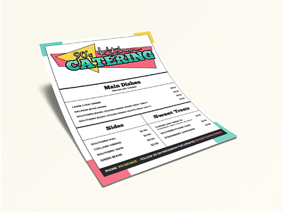 90s Kitchen Catering Menu branding design graphic design layout