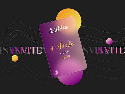 Dribble Invite Available blur card cards design designer draft drafted dribble frosted giveaway glass graphic design invation invations invite invites minimalistic player ticket ui