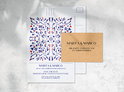 M&M Wedding Invitations Design branding design graphic design illustration mockup pattern pattern design typography