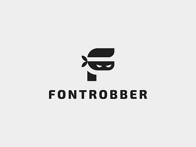 Fontrobber black branding eyes f font letter logo logotype mask robber