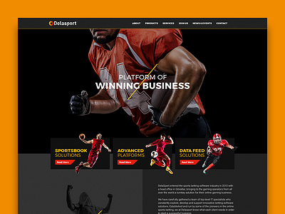 Delasport betting football platform red soccer sport ui web design yellow