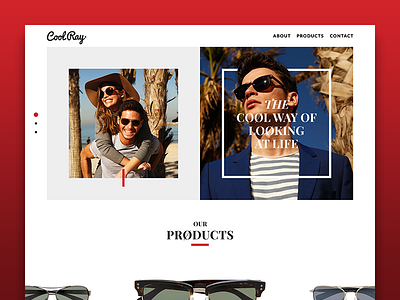 Cool Ray clean eyewear fashion red sunglasses typography ui web design