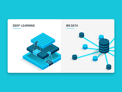 Deep Learning & Big Data 3d big data blue deep learning icons isometric web