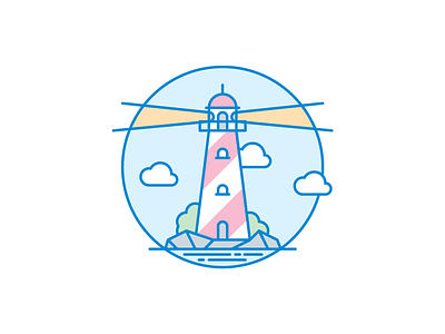 Lighthouse blue cloud empty page gray green ico icon illustration light lighthouse placeholder red sky white yellow