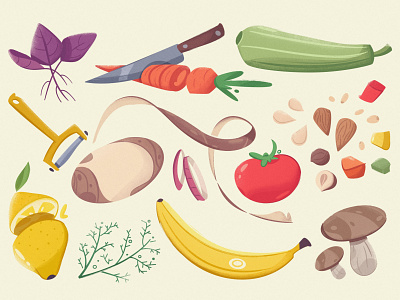 Vegetables & Fruits art cartoon farm fruits illustration marketplace vector vegetables