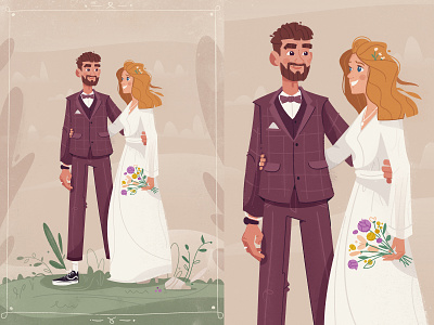 Wedding art bride cartoon celebration character design groom illustration love together vector wedding
