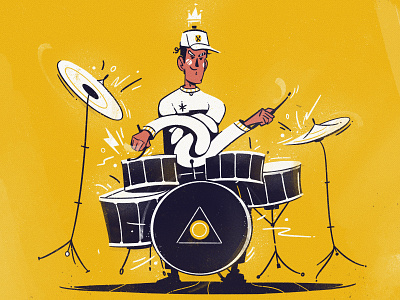 Drummer art cartoon character drum drummer funny illustration music musician