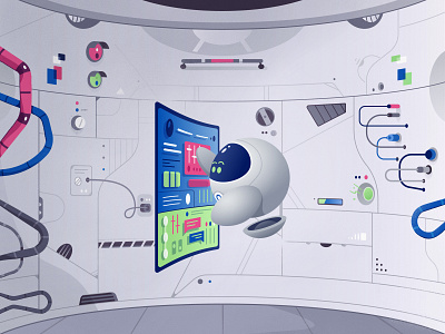Managed websites art cartoon character design futuristic illustration robot tech vector