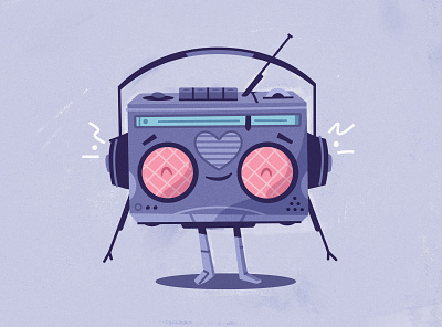 Lo-fi bot art bot cartoon character headphones illustration listen lo fi music radio robot speaker tape vector