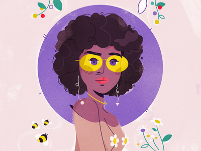 Flower girl 🌼 afro character characterdesign flower girl glasses illustration illustrator nature wildflowers