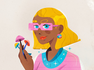 🍄 art character face girl glam glasses illustration mushrooms vector woman