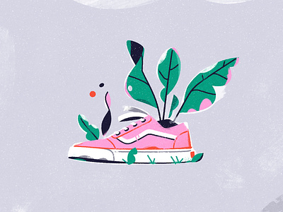 Plant in Vans art design green illustration leaf nature plant shoe sneaker vans vector
