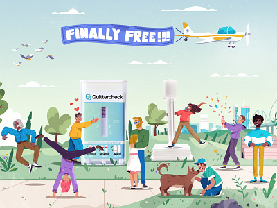 Finally free! ad advertisement art cartoon character character design design illustration park people vector