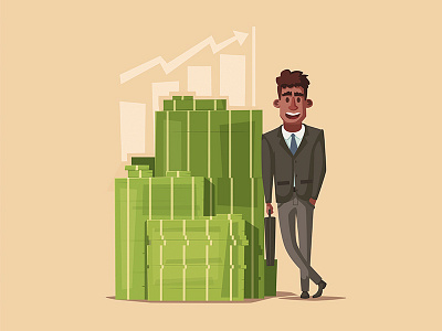 Rich businessman business character illustration money rich startup success successful work