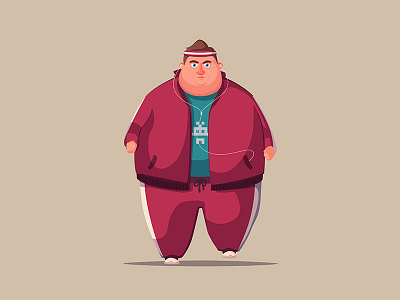 Fat man is running character fat funny illustration motivation running sport