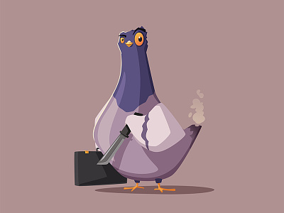 Pigeon killer bird character gang illustration killer pigeon thug vector